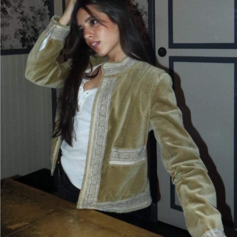 ZARA NEW WOMAN VELVET JACKET THE ITEM ZARA WOMAN LIGHT KHAKI XS 8975/071/506